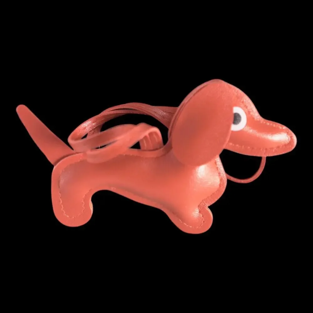 Dachshund Bag Charm Keychain Faux Leather Dog Mom Y2K Cottagecore Orange NWOT